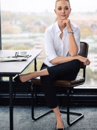 Casual Hose Damen Dunkelblau mit elastischem Bund